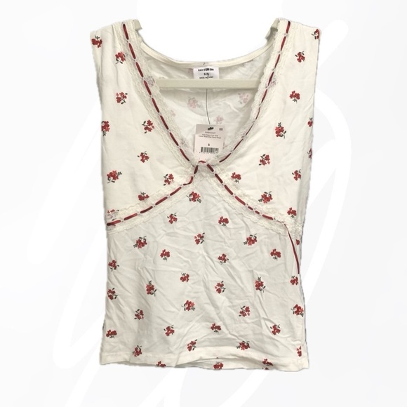 Cotton On White Floral Tank Top - Picture 1 of 3